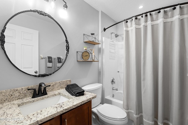 133 Brasswood Ct, Daytona Beach, FL 32117 - bathroom with toilet, shower / tub combo with curtain, and vanity