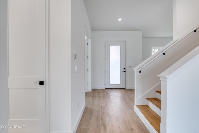 foyer entrance featuring light hardwood / wood-style floors