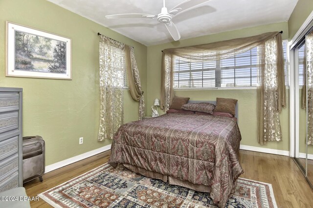 1199 N Halifax Ave, Daytona Beach, FL 32118 - bedroom with wood finished floors and ceiling fan