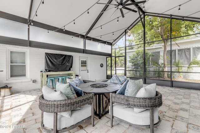 view of patio featuring a fire pit