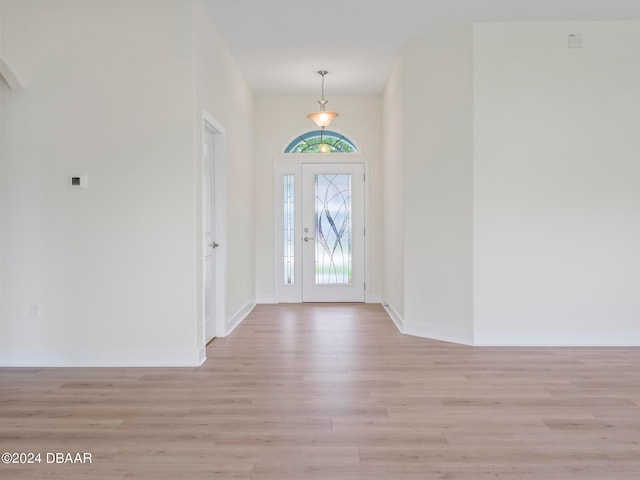 foyer entrance featuring light wood-type flooring