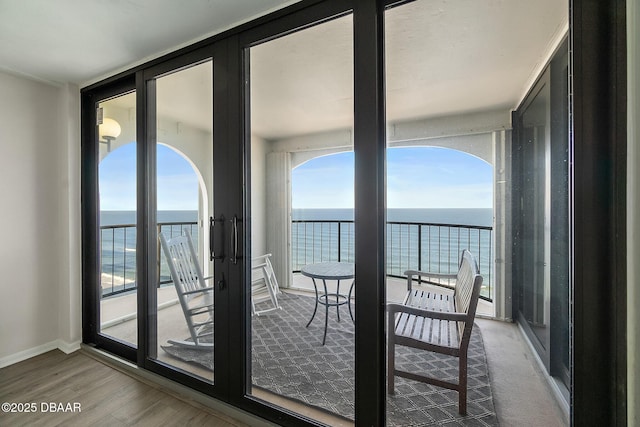 balcony with a water view