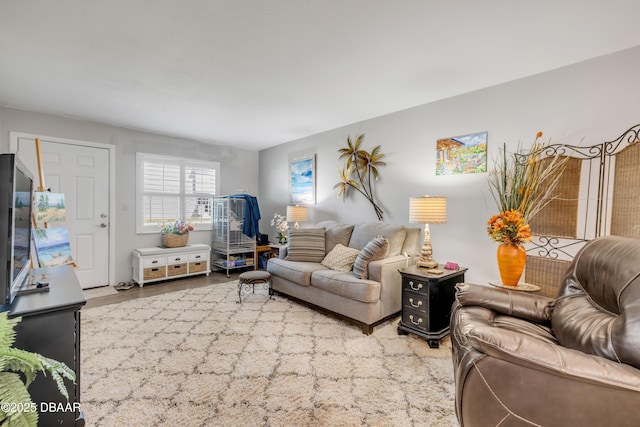 living room with wood finished floors