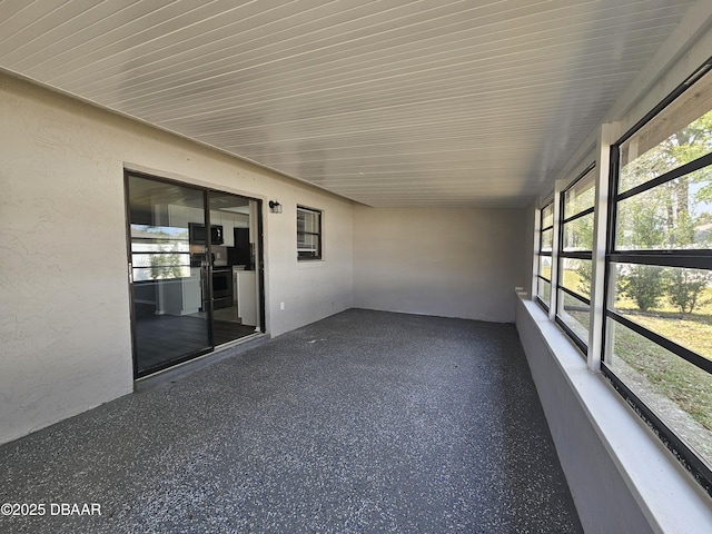 view of unfurnished sunroom