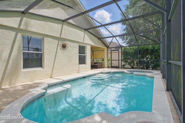 3348 Heath Dr, Deltona, FL 32725 - view of pool with a pool with connected hot tub, a patio, and a lanai