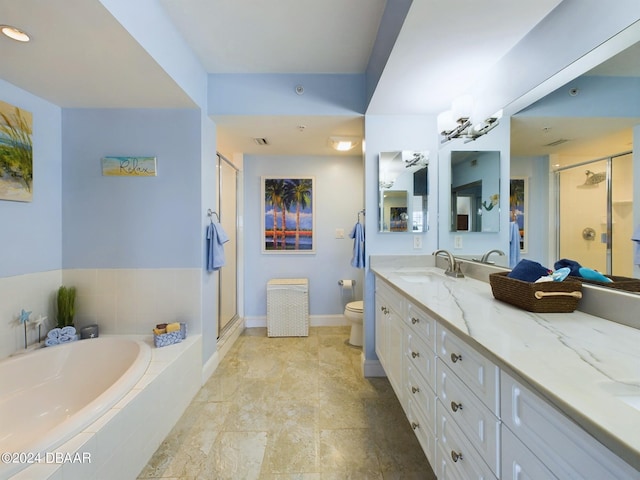 4670 Links Village Dr Unit C601, Ponce Inlet, FL 32127 - full bathroom with a stall shower, double vanity, and a garden tub