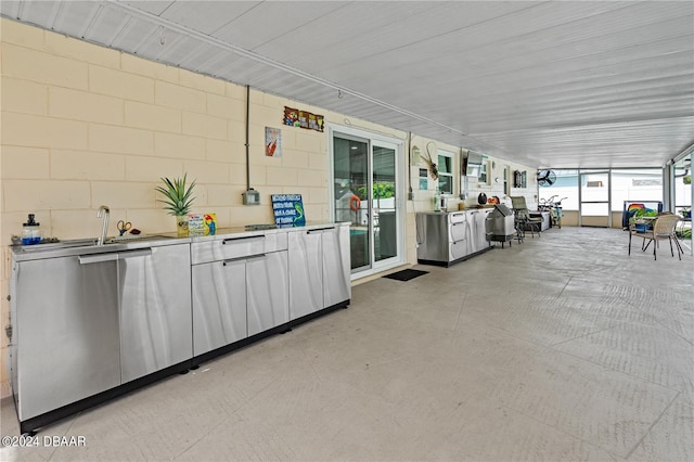 view of patio featuring sink