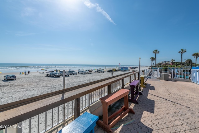 exterior space featuring a view of the beach