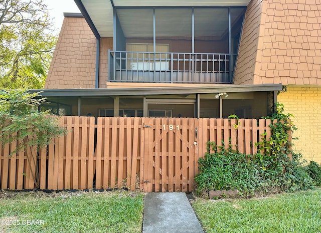 exterior space with a balcony