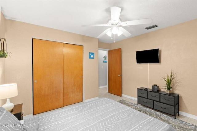 211 Fox Pl, Port Orange, FL 32127 - bedroom featuring a closet and a ceiling fan