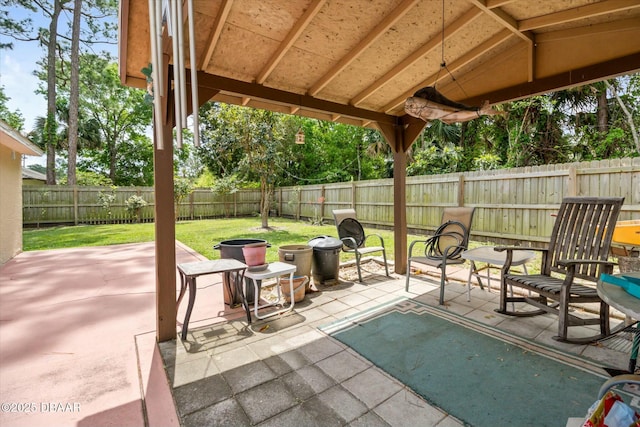 view of patio featuring a fenced backyard