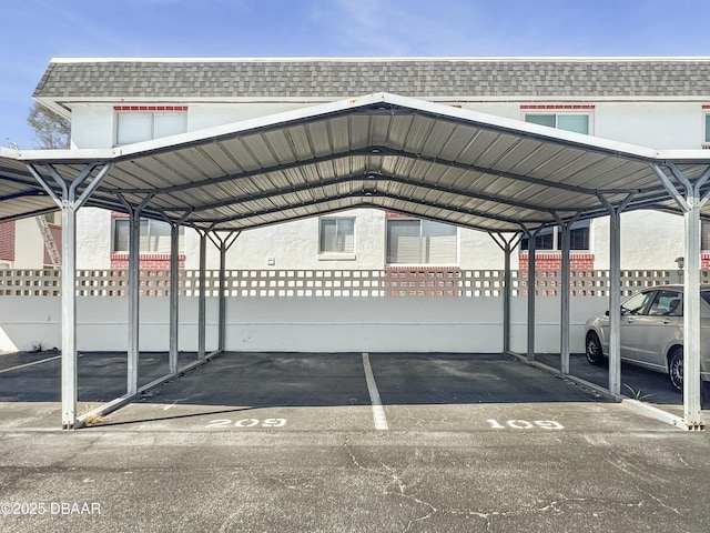 view of covered parking lot