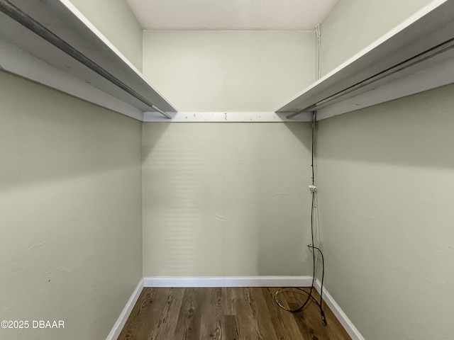 spacious closet with wood finished floors