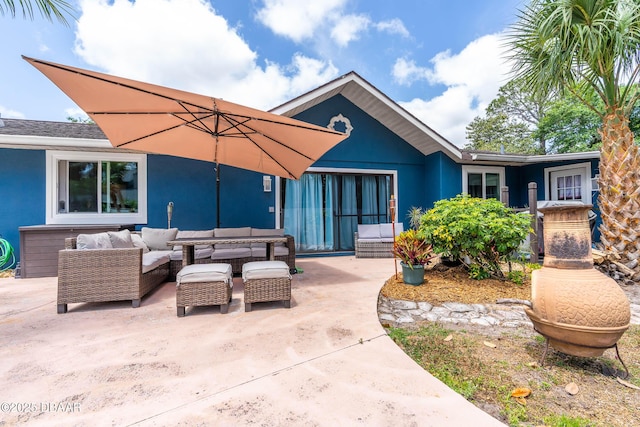 exterior space with an outdoor hangout area