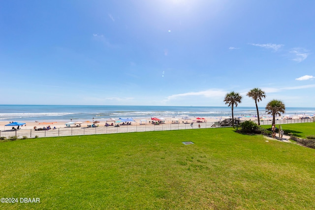 property view of water featuring a view of the beach