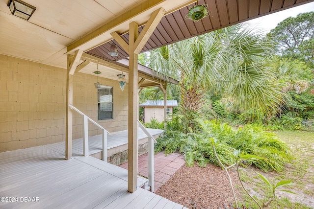 wooden deck featuring a patio