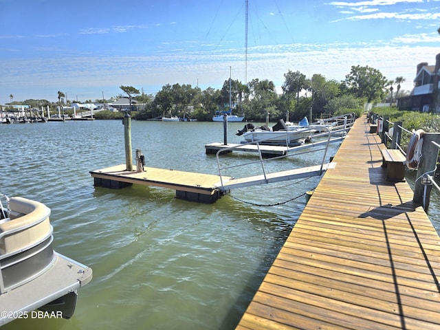 dock area featuring a water view