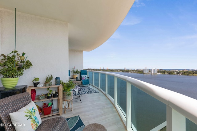 balcony with a water view