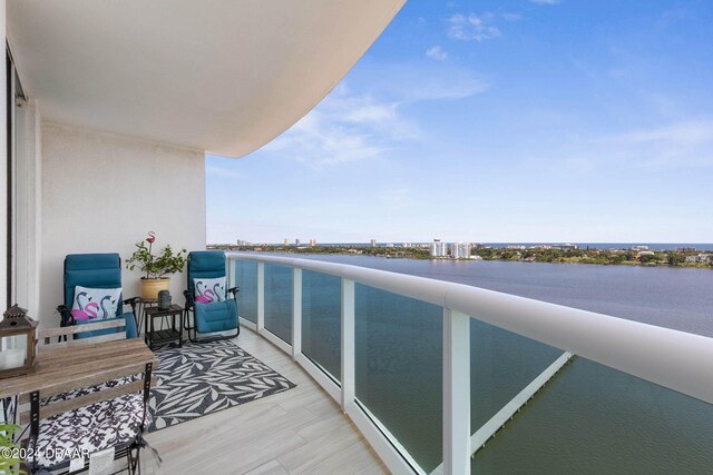 balcony with a water view