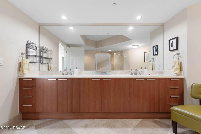 241 Riverside Dr Unit 1401-2, Holly Hill, FL 32117 - bathroom featuring a shower stall, vanity, and recessed lighting