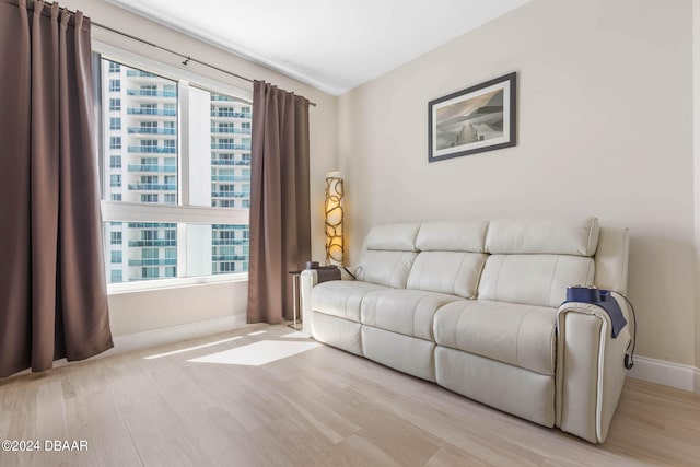 living room with light wood-type flooring