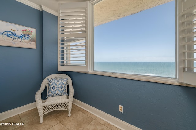 4545 S Atlantic Ave Unit 3704, Ponce Inlet, FL 32127 - unfurnished room featuring baseboards, tile patterned flooring, and a water view