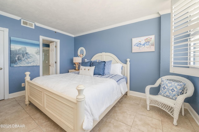4545 S Atlantic Ave Unit 3704, Ponce Inlet, FL 32127 - bedroom featuring light tile patterned floors, visible vents, and ornamental molding