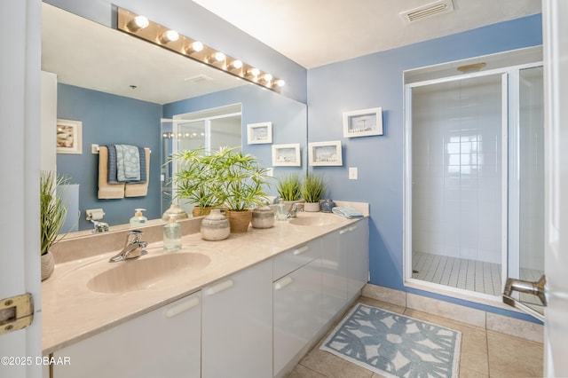 4545 S Atlantic Ave Unit 3704, Ponce Inlet, FL 32127 - full bath with a sink, double vanity, a stall shower, and visible vents