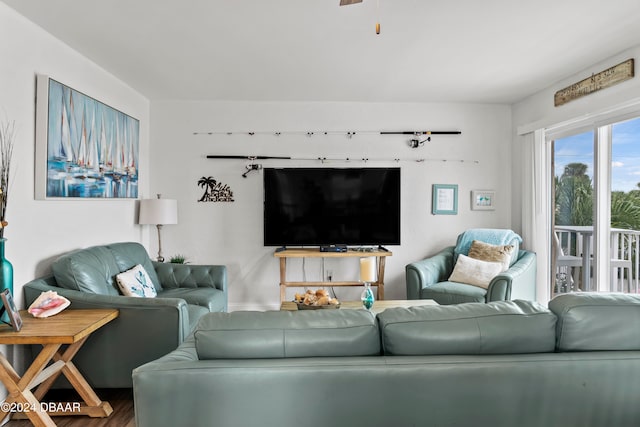 living room with hardwood / wood-style flooring