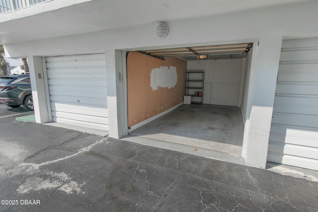 garage with a garage door opener