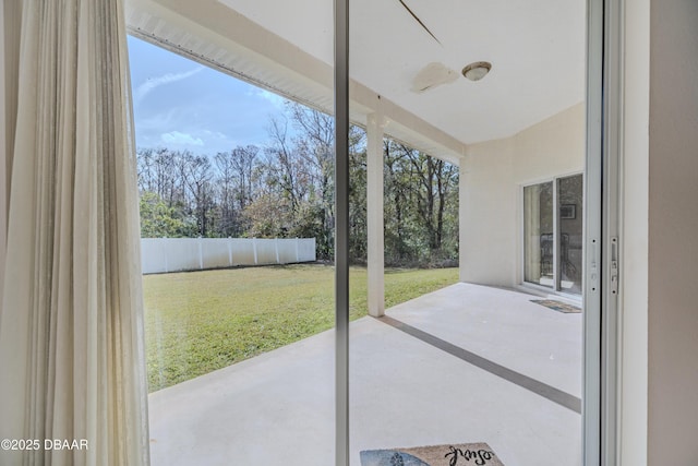 view of patio / terrace featuring ceiling fan