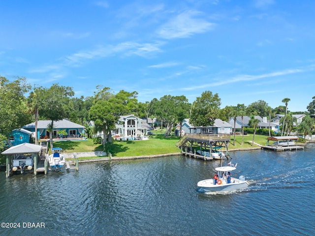 water view with a dock