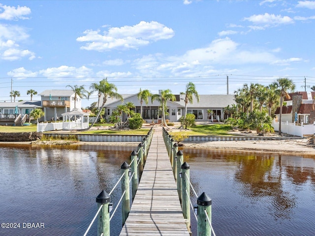 view of dock featuring a water view