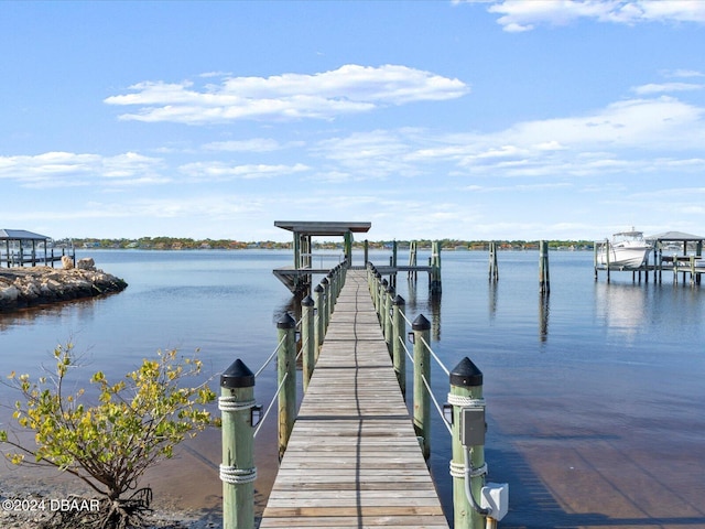 view of dock featuring a water view