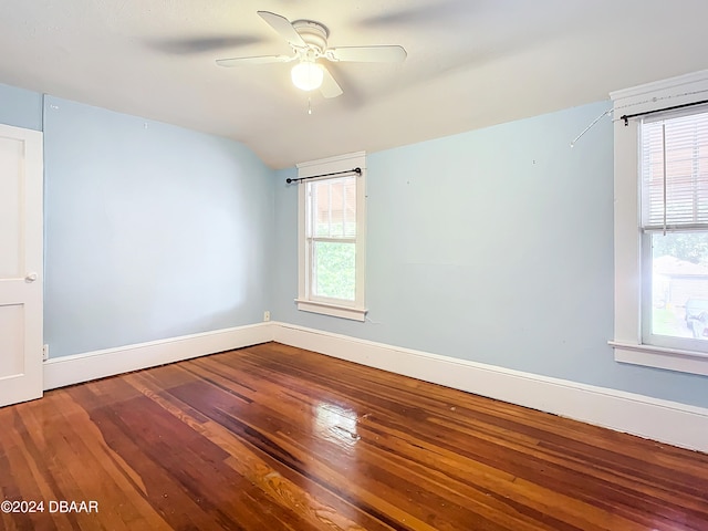 unfurnished room featuring hardwood / wood-style flooring and ceiling fan