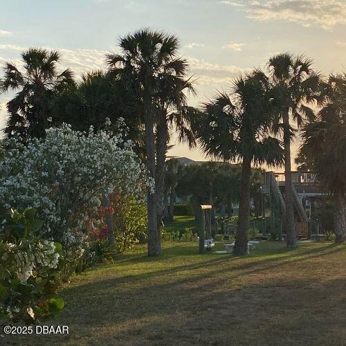 view of yard at dusk