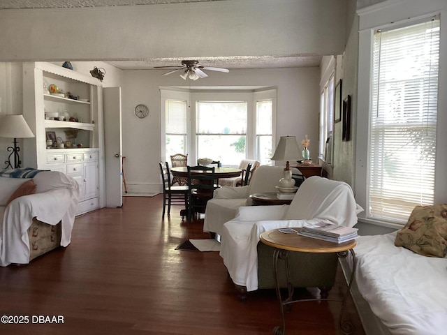 268 Hartford Ave, Daytona Beach, FL 32118 - living room with dark wood-type flooring and a ceiling fan