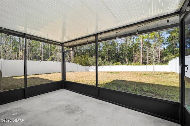 view of unfurnished sunroom