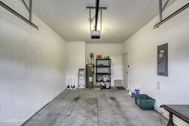 123 Langston Dr, Daytona Beach, FL 32124 - garage featuring electric water heater, electric panel, and a garage door opener