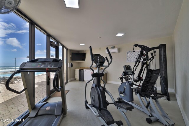 3855 S Atlantic Ave S Unit 1405, Daytona Beach, FL 32118 - exercise area with a water view and baseboards