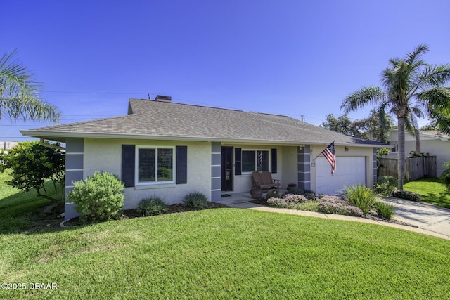 29 Concord Dr, Ormond Beach, FL 32176 - ranch-style home with a garage, stucco siding, roof with shingles, and driveway