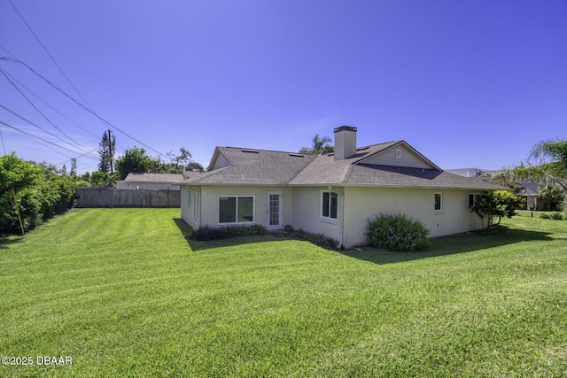 29 Concord Dr, Ormond Beach, FL 32176 - back of house featuring a chimney, stucco siding, and roof with shingles