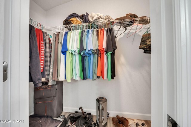 spacious closet with hardwood / wood-style flooring