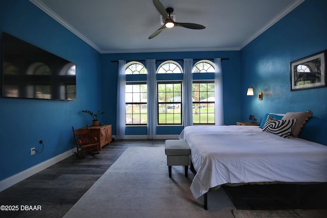 1948 Spruce Creek Lndg, Port Orange, FL 32128 - bedroom featuring baseboards, wood finished floors, multiple windows, and crown molding