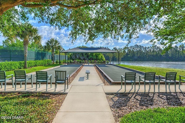 view of property's community with a water view