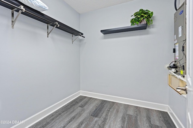 spacious closet with dark hardwood / wood-style flooring