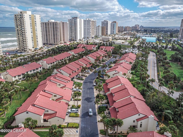 drone / aerial view with a city view