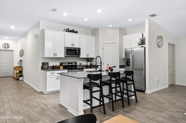 2518 Hoptree Ln, Edgewater, FL 32141 - kitchen featuring visible vents, a sink, light wood-style floors, and appliances with stainless steel finishes