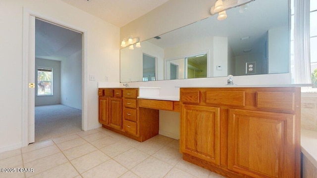 full bathroom with tile patterned floors, a sink, and double vanity