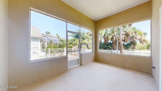 view of unfurnished sunroom